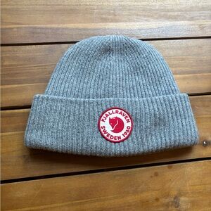 Fjallraven Gray Beanie with Red Logo